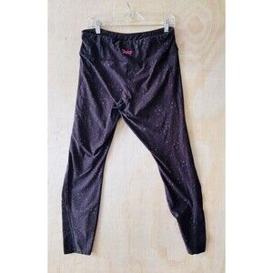 Juicy Couture Sport Black Leggings Paint Splatter Mesh Ankle Size XL